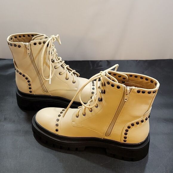 BRAND NEW SHU SHOP STUDDED LACE UP COMBAT BOOT - Picture 4 of 16